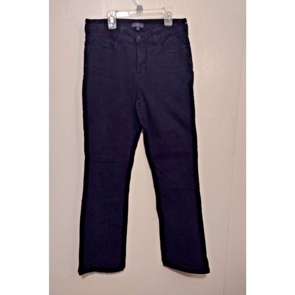 NYDJ Jeans Womens 10 Black Denim Straight Leg Stretch Bling Pockets